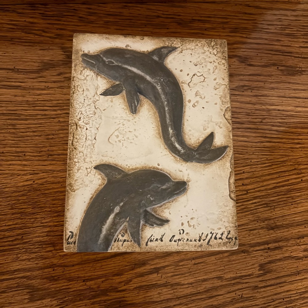 Sid Dickens Marine Dolphin Art in Black and Cream